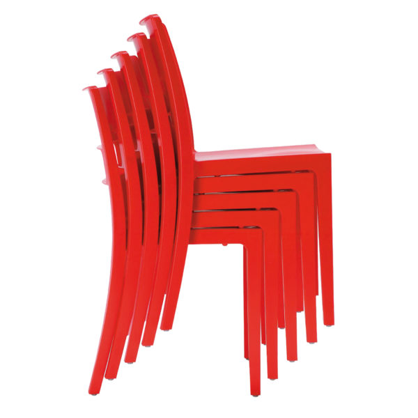 Educated furniture school seating sai chair stacked with red polypropylene shell