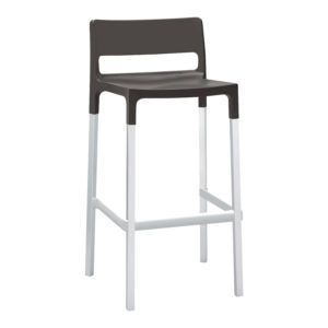 School staffroom divo stool with black seat and aluminium straight legs