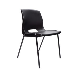 Educated furniture quad chair with black polypropylene shell for halls and auditoriums