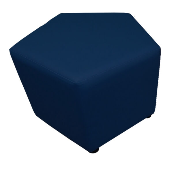 Educated furniture pentagon ottoman in blue vinyl