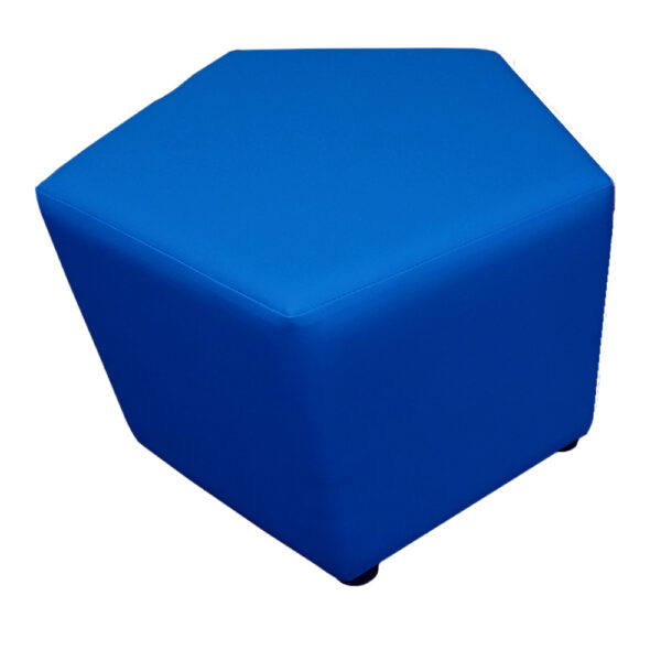 Educated furniture pentagon ottoman in blue vinyl