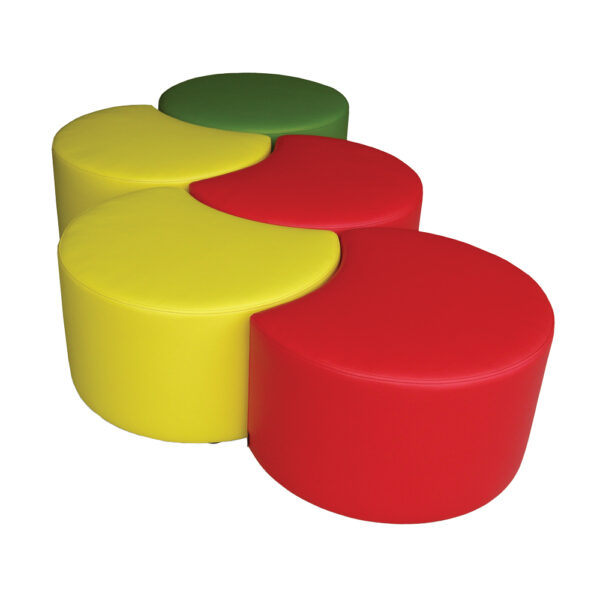 Educated furniture petal ottomans arranged together