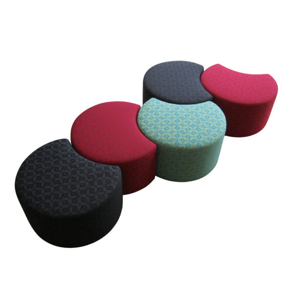 Educated furniture petal ottomans arranged together