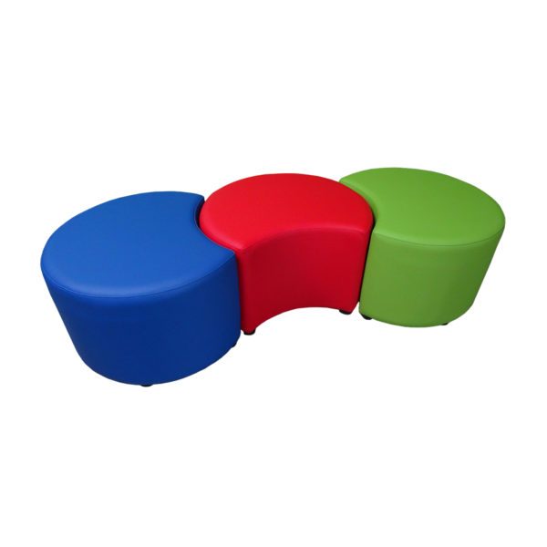 Educated furniture petal ottomans in a group of three for library or breakout space seating