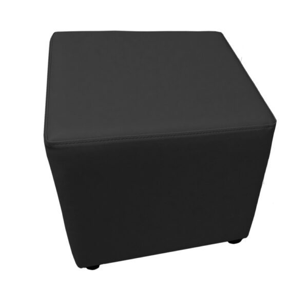 Educated furniture square ottoman in dark grey vinyl