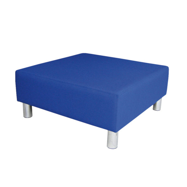 Educated furniture square ottomans blue vinyl for libraries and breakout spaces