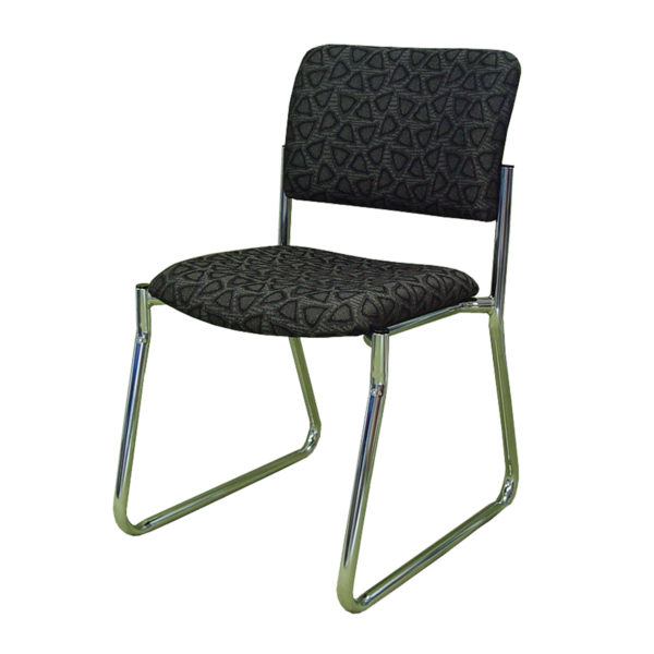 Educated furniture ascot school visitor chair with arms, skid base and cushioned seat and back