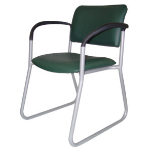 Educated furniture ascot school visitor chair with arms, skid base and cushioned seat and back