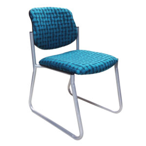 Educated furniture nomad chair with fabric seat and skid base for educational, office and medical facilities