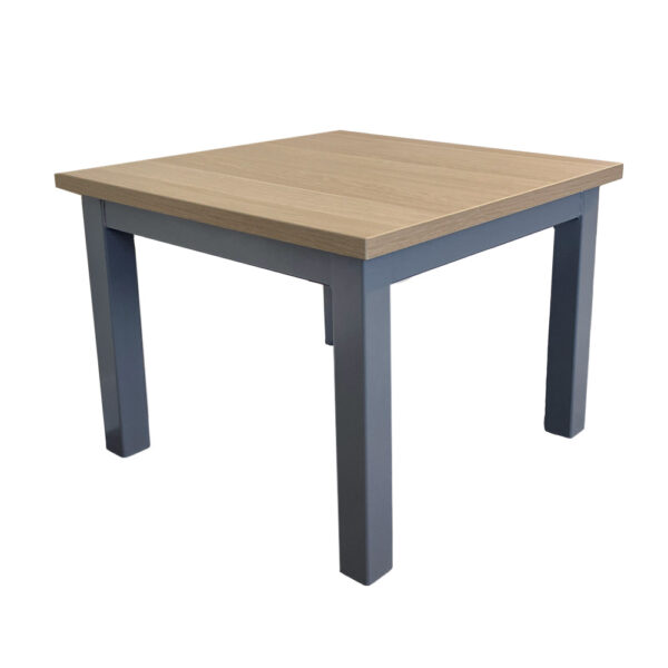 Educated furniture iquad square coffee table with classic oak top for staffrooms, waiting areas and meeting rooms
