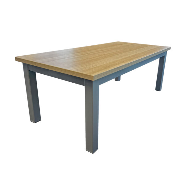Educated furniture iquad rectangle coffee table with classic oak top for staffrooms, waiting areas and meeting rooms