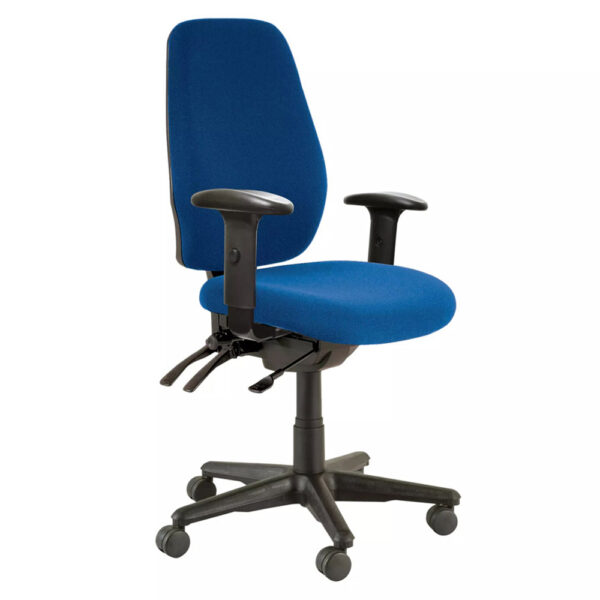 Educated furniture buro aura ergo+ office chair in blue with armrests and nylon base