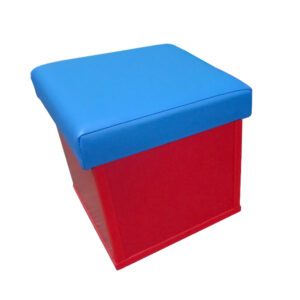 Educated furniture cube stool with melteca base and cushion top for classroom seating