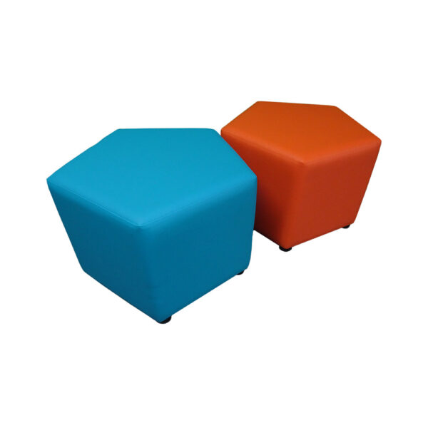 Educated furniture pentagon ottoman in pacifica vinyl for libraries and breakout areas