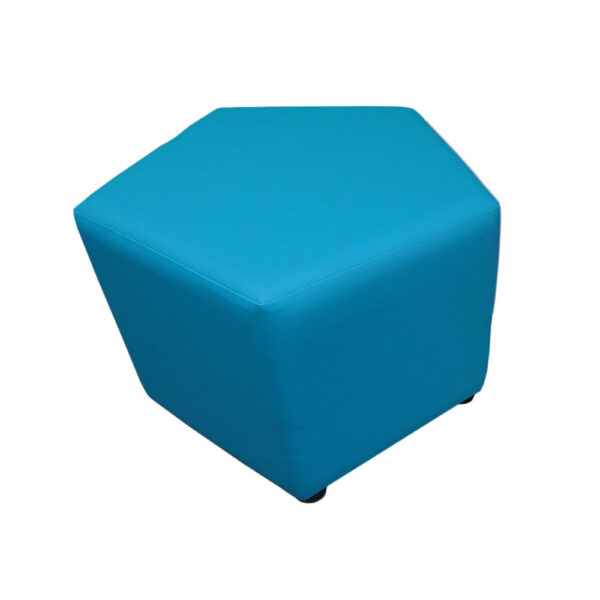 Educated furniture pentagon ottoman in blue vinyl for libraries and breakout areas