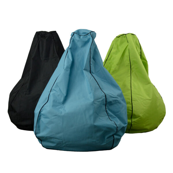 Educated furniture tear drop bean bags for library or classroom seating in black, teal and green colours