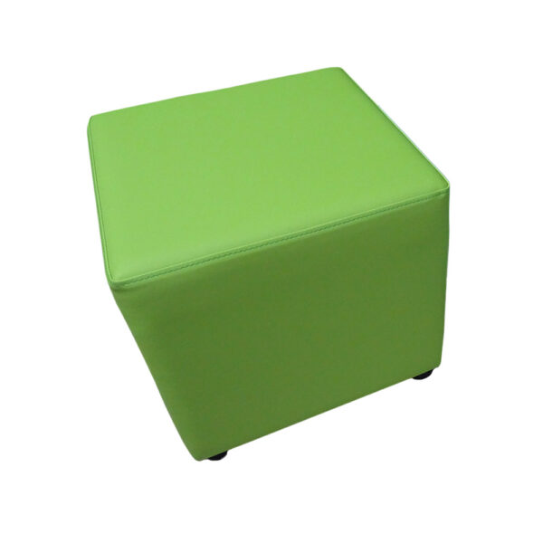 Educated furniture square ottomans green vinyl for libraries and breakout spaces