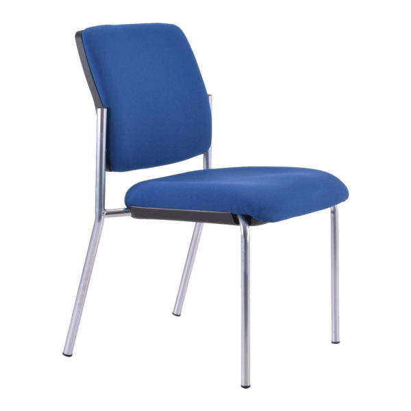 Buro lindis school visitor chair with arms, straight legs and blue cushioned seat and back
