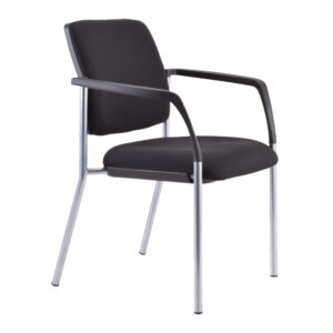 Buro lindis school visitor chair with arms, straight legs and black cushioned seat and back
