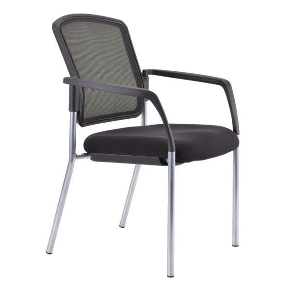 Educated furniture buro lindis visitor chair with arms, straight legs and black cushioned seat and black mesh back