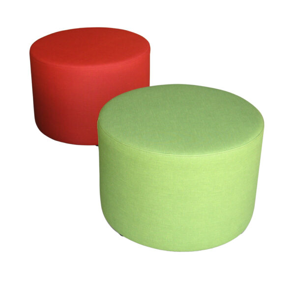 Educated furniture round green and red ottomans for the library or classroom