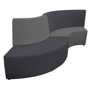 Curved ottomans with back in grey