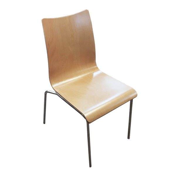 Educated furniture natural finish stackable bonn chair with stainless steel frame