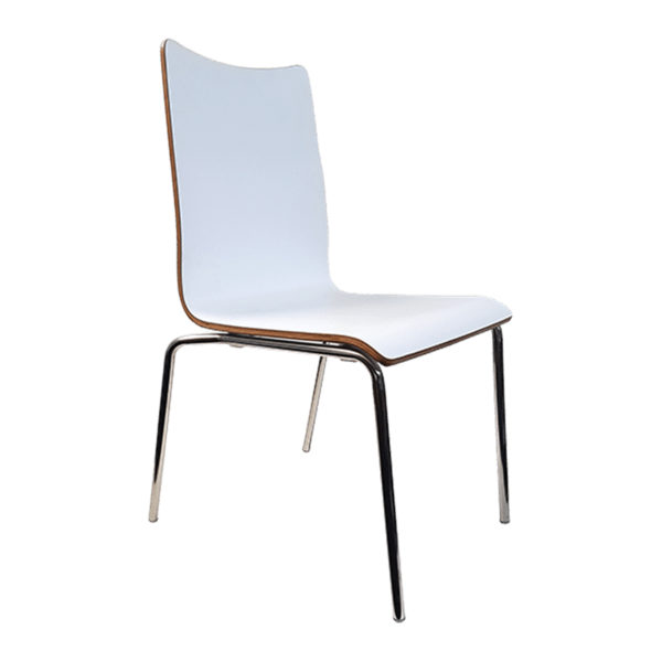 Educated furniture white stackable bonn chair with stainless steel frame