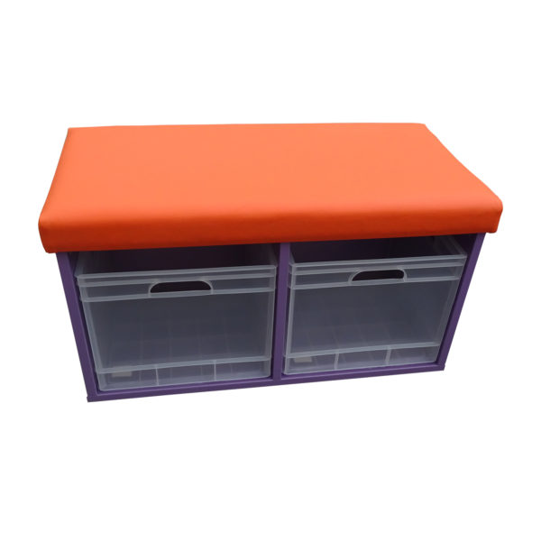 Educated furniture storage seat with foam top and two cubeboxes