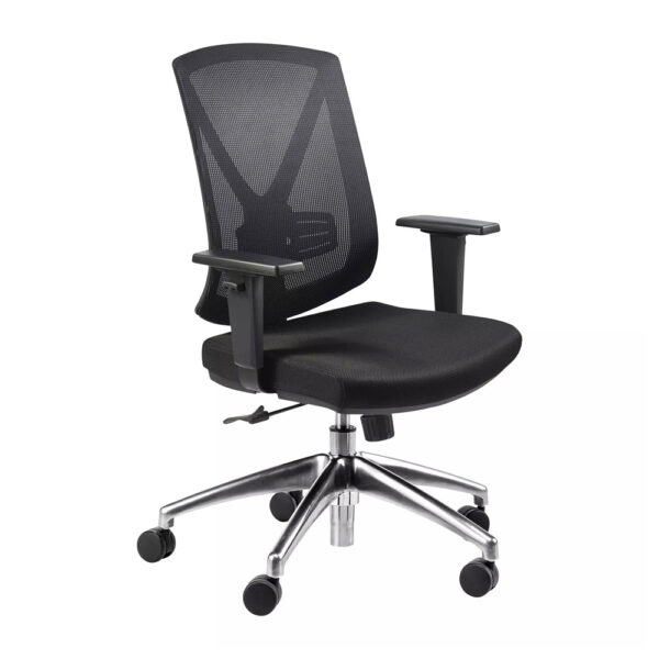 Educated furniture buro brio II chair with armrests and polished base for the office, home or school