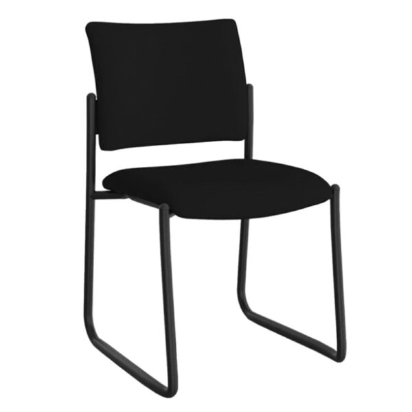 Educated furniture que chair in black with sled base and black frame