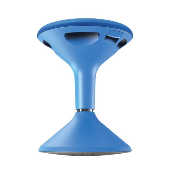 Educated furniture jari school stool with blue cushioned seat and height adjustable base in blue