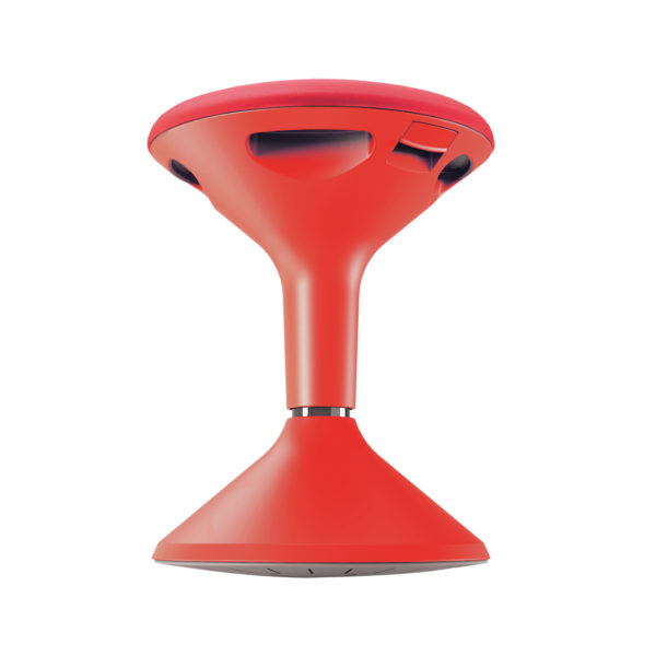 Educated furniture jari school stool with red cushioned seat and height adjustable base in red