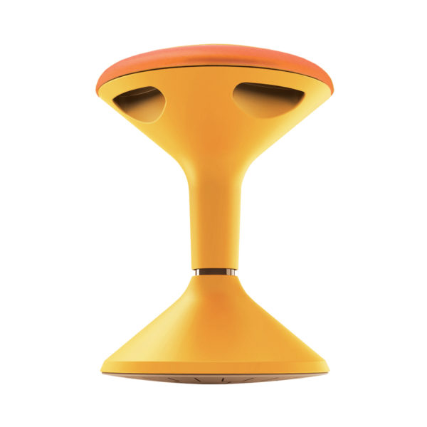 Educated furniture jari school stool with orange cushioned seat and height adjustable base in orange