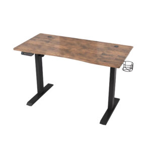 Lift sit-stand desk with wood look top