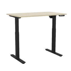 Educated Furniture agile electronic sit stand desk with black frame and nordic maple top