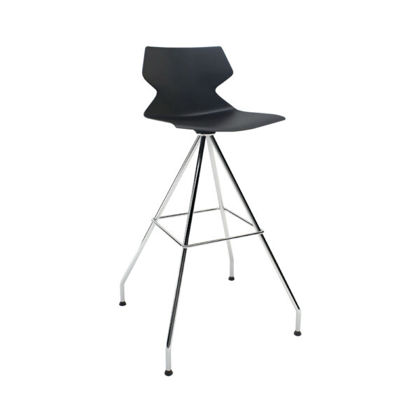 Educated furniture fly stool with black seat, four legs and black powdercoated frame for schools and offices