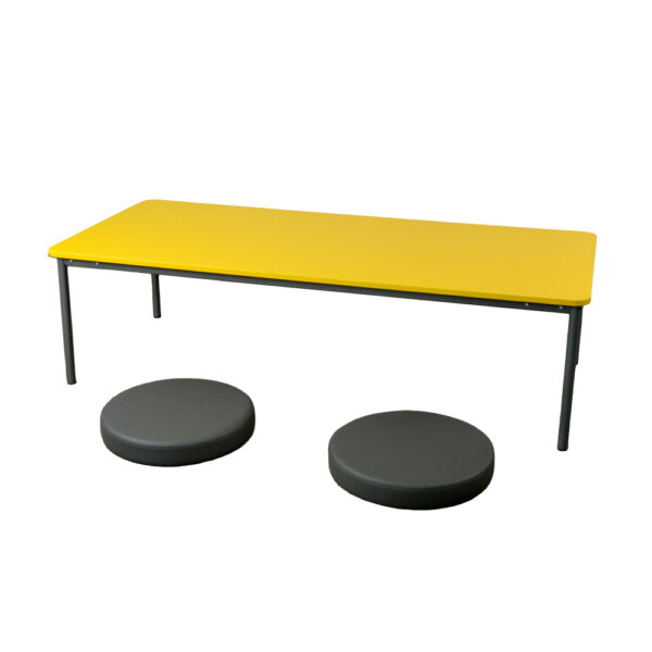 Educated furniture classroom kneeler table in olympia yellow with fritter cushions