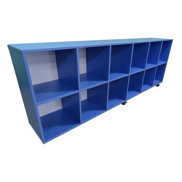 Educated furniture school bag cubby holes 6 wide by 2 high in blue melteca