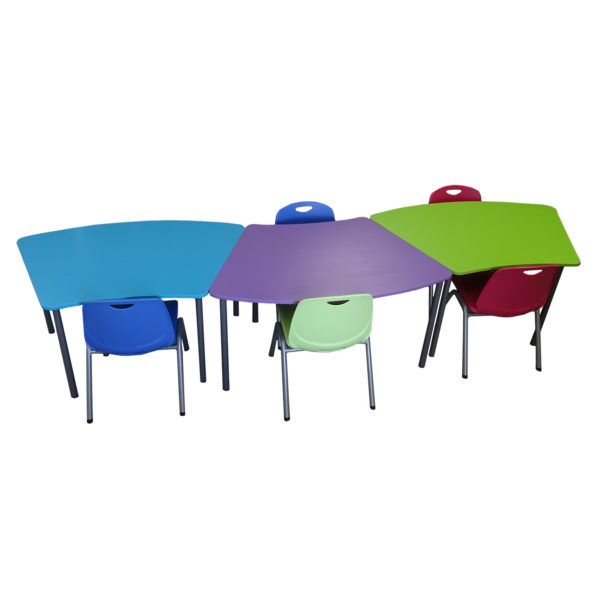 Educated furniture sigma classroom tables in a snake configuration