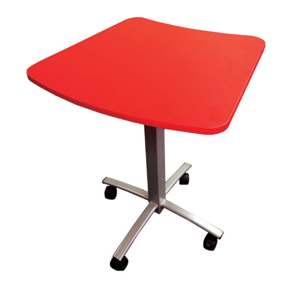 Laptop trolley with melteca pillarbox red top designed for teachers to use in the classroom