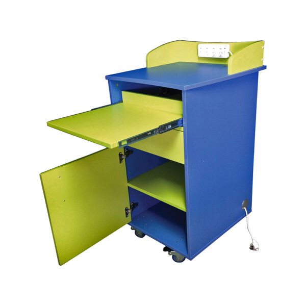 Educated furniture teacher podium with a shelf and cupboard