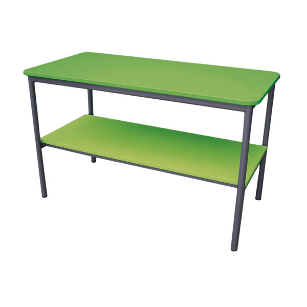 Educated furniture two tiered table for labs and STEAM rooms with carribean top