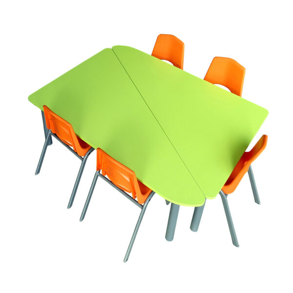 Educated furniture delta right and left classroom tables with rainbow chairs for students