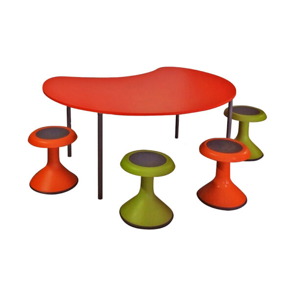 Educated furniture jellybean table with move'n'rock stools for collaborative learning