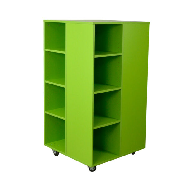 Educated furniture mobile school library book tower with adjustable shelving on four faces