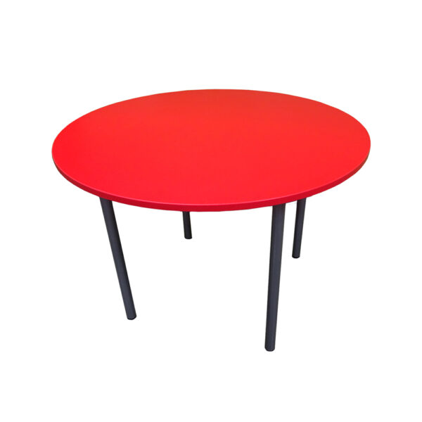 Educated furniture round table with wood look top for the classroom or office space
