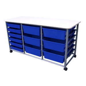 Educated furniture triple tote tray trolley for mobile classroom storage