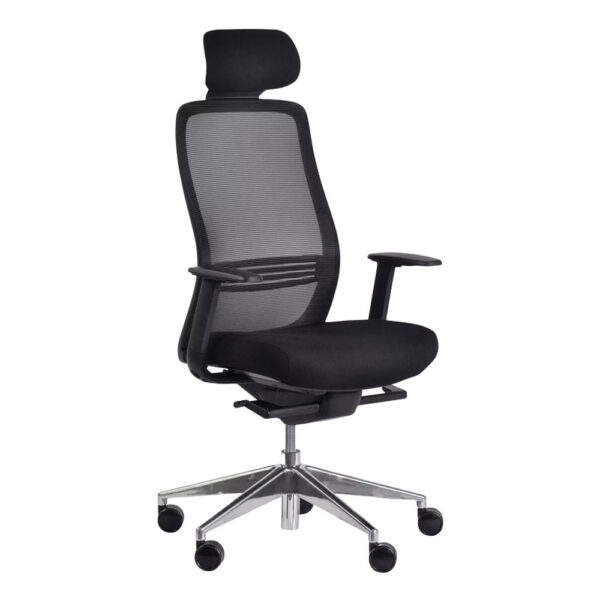 Educated furniture konfurb luna office chair with cushioned seat and mesh back in black with headrest
