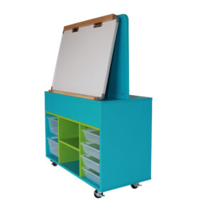 Educated furniture teacher station with whiteboard and television mountable back board